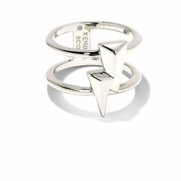 Kendra Scott Silver Bolt Double Band Ring Sz. 8 - Picture 2 of 6